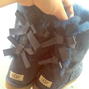 Authentic Ugg Bailey bow boots in navy blue